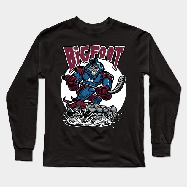 Bigfoot Hockey Player Mascot Long Sleeve T-Shirt by eShirtLabs